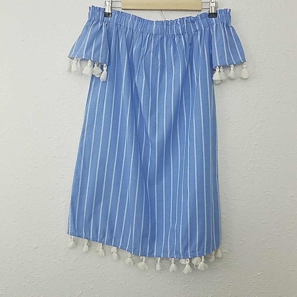 hint of blush S tunic dress off the shoulders boho